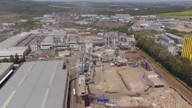 Aerial view of a large industrial factory complex in Jihlava Czechia. Aerial view of a large industrial factory complex in Jihlava Czechia.