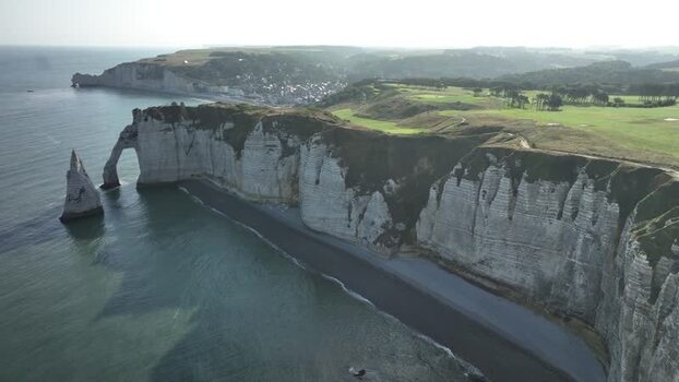 Aerial view of &Eacute;tretat Cliffs France.