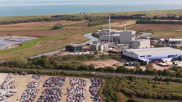 Aerial view of Richborough Energy Park in Sandwich United Kingdom. Aerial view of Richborough Energy Park in Sandwich United Kingdom.