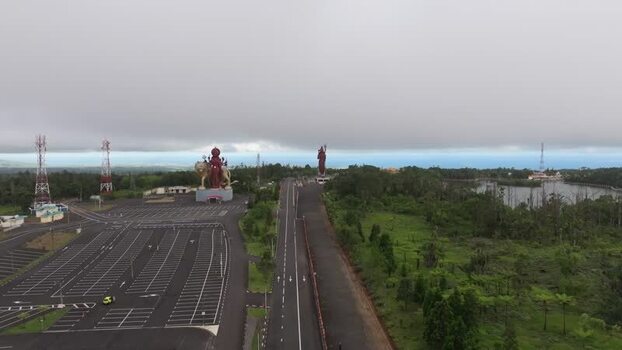 Aerial view of Grand Bassin in Savanne District Mauritius.