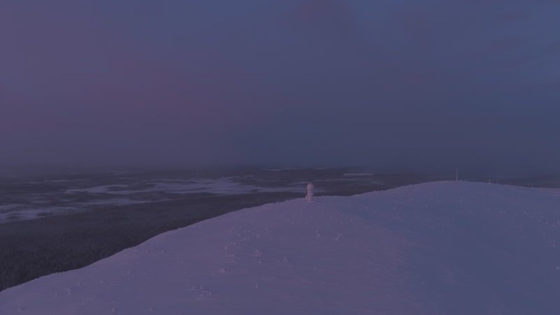 Aerial view of the snowy Luosto fell at twilight Finland. Aerial view of the snowy Luosto fell at twilight Finland.
