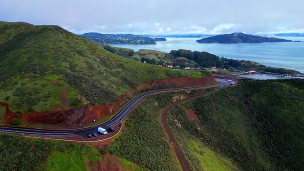 Aerial view of coastal road in San Francisco United States.
