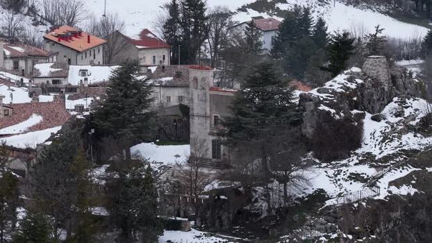 Aerial view of Pescocostanzo village in winter Italy. Aerial view of Pescocostanzo village in winter Italy.