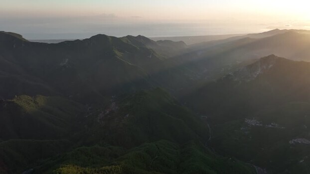 Aerial view of Foce del Pallone in the Apuan Alps Italy. Aerial view of Foce del Pallone in the Apuan Alps Italy.