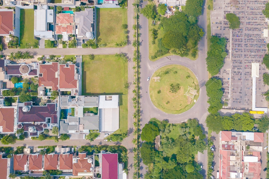 Aerial view of a neighbourhood in Sambikerep Bandung city in west java island of Indonesia.