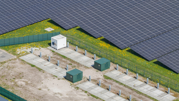 Aerial View of Battery Storage at Solar Park