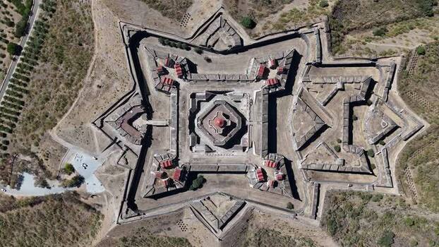 Aerial view of Forte de Nossa Senhora da Graca in Elvas Portugal. Aerial view of Forte de Nossa Senhora da Graca in Elvas Portugal.
