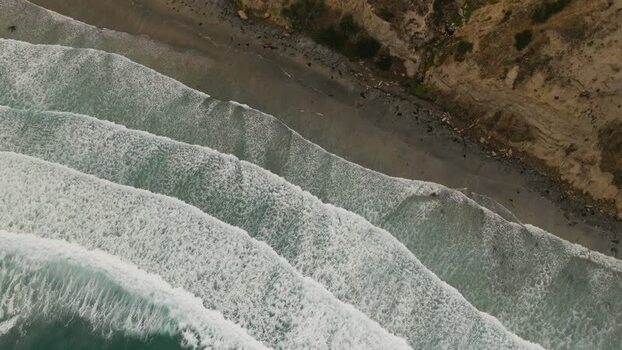 Aerial view of waves crashing at La Jolla Cove United States.