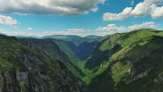 Aerial view of Tara River Canyon in Tepca Montenegro.