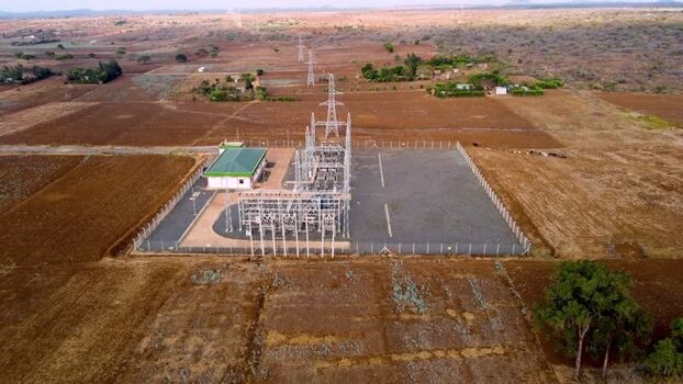 Aerial view of power substation in Loitokitok Kenya.