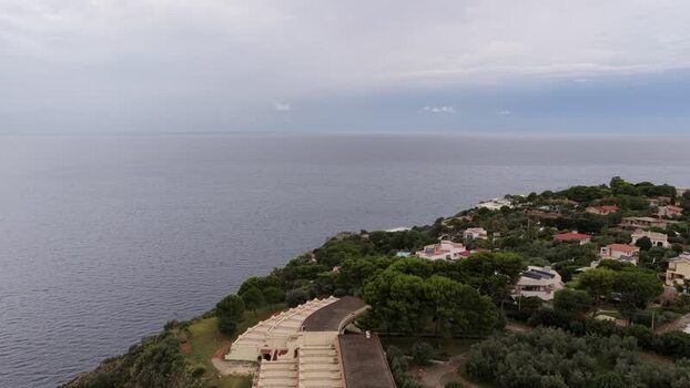 Aerial view of the coastal landscape in Terrasini Italy.