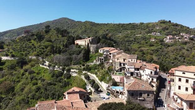 Aerial view of the hillside village of Savoca Italy. Aerial view of the hillside village of Savoca Italy.