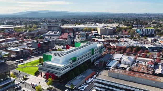 Aerial view of the Dandenong Civic Centre in Victoria Australia.