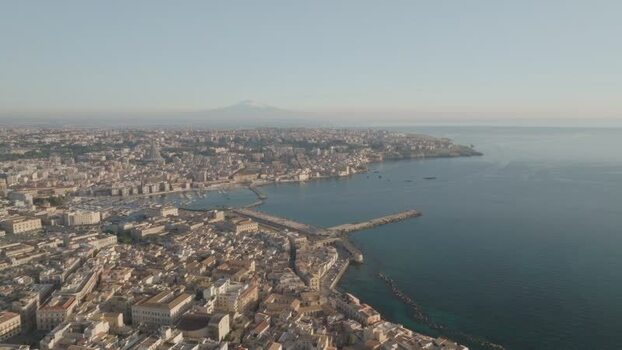 Aerial view of Island of Ortigia and Syracuse coast Italy. Aerial view of Island of Ortigia and Syracuse coast Italy.