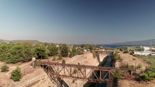 Aerial view of the historic Isthmus of Corinth and canal Greece. Aerial view of the historic Isthmus of Corinth and canal Greece.