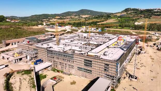 Aerial view of Hospital construction site at Via Baraccola Italy.