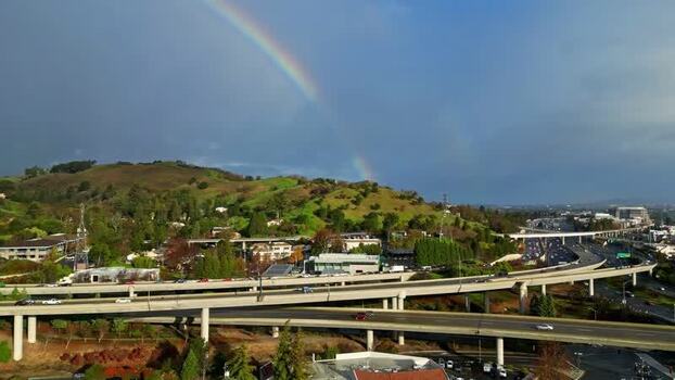 Aerial view of highway interchange in San Francisco United States.