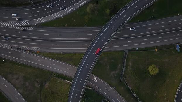 Aerial view of multiple highways Portugal.