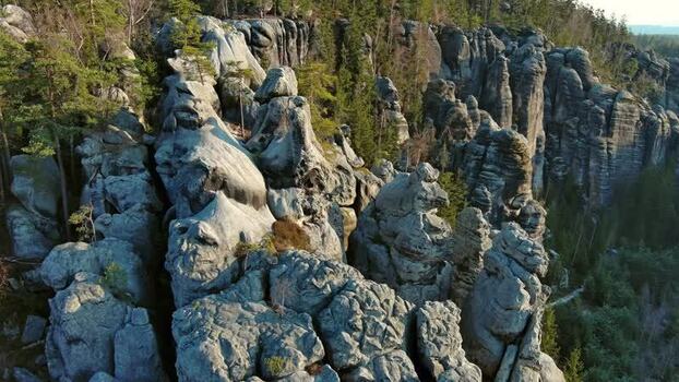 Aerial view of Adrspach Teplice Rocks in Czechia.