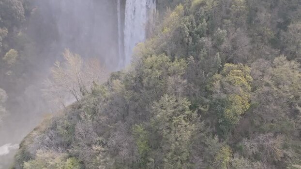 Aerial view of Marmore Falls in Terni Italy.