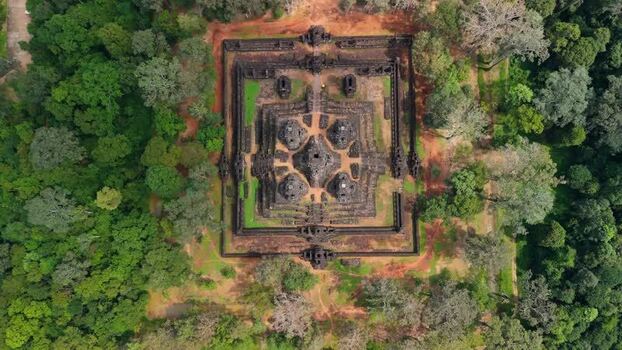 Aerial view of Bakong temple in Cambodia. Aerial view of Bakong temple in Cambodia.