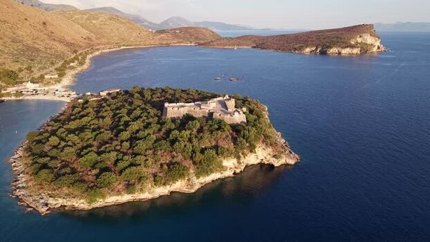 Aerial view of Porto Palermo Castle in Albania.