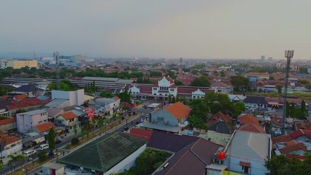 Aerial view of Stasiun Kejaksan in Cirebon Indonesia. Aerial view of Stasiun Kejaksan in Cirebon Indonesia.