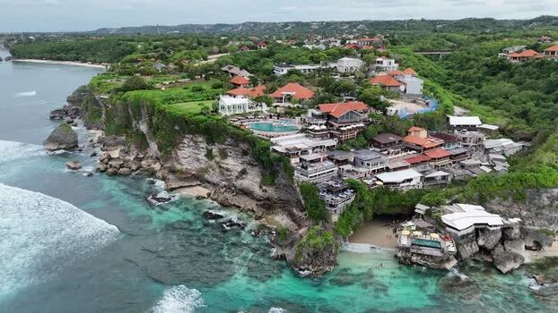 Aerial view of Uluwatu cliffside resort in Indonesia.