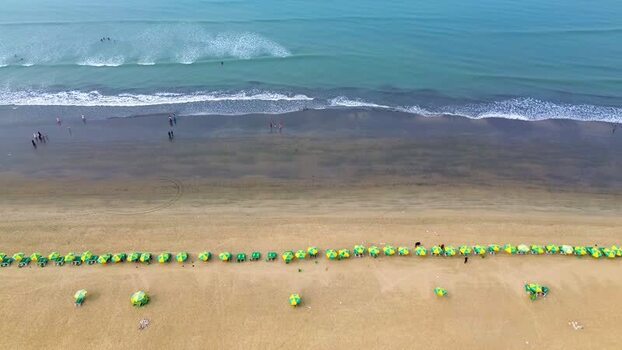 Aerial view of beach umbrellas Bangladesh. Aerial view of beach umbrellas Bangladesh.