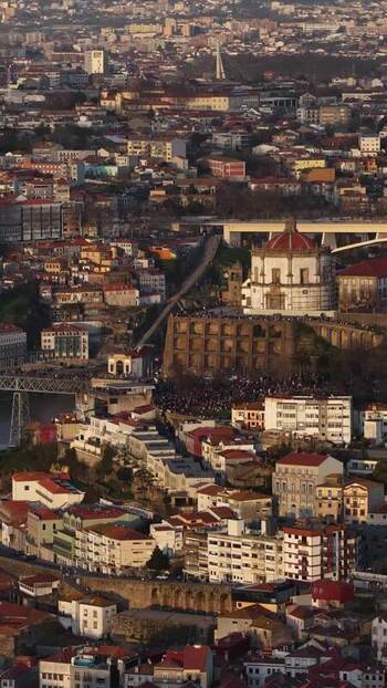 Aerial view of Serra do Pilar Monastery Portugal.