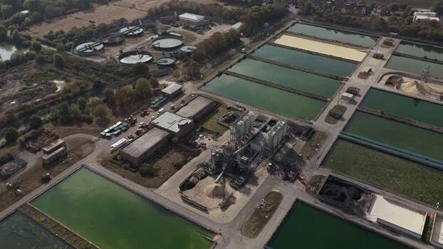 Aerial view of Ashford Common Water Treatment Works United Kingdom.