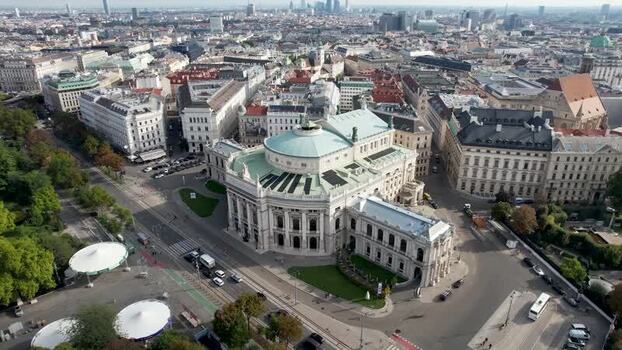 Aerial view of Burgtheater in Vienna Austria.