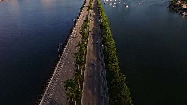 Aerial view of MacArthur Causeway United States.
