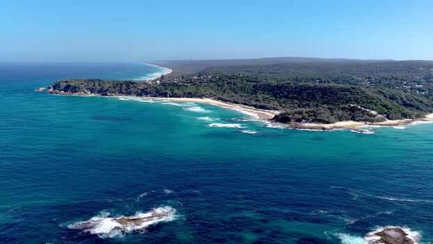 Aerial view of North Stradbroke Island coastline Australia.