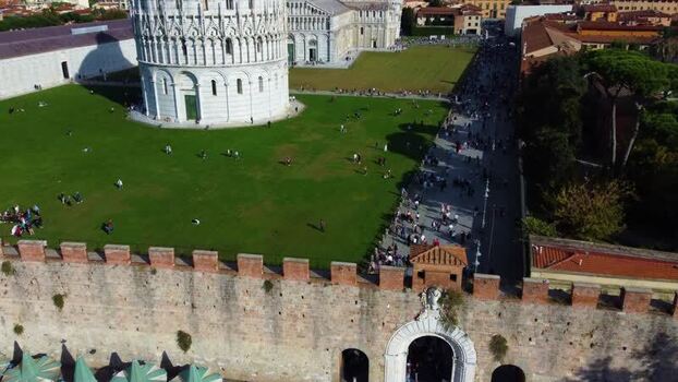 Aerial view of Piazza dei Miracoli in Pisa Italy. Aerial view of Piazza dei Miracoli in Pisa Italy.