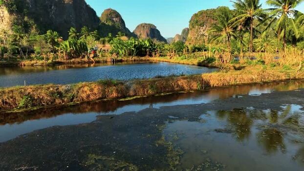 Aerial view of fish ponds and karst hills in Maros Indonesia. Aerial view of fish ponds and karst hills in Maros Indonesia.