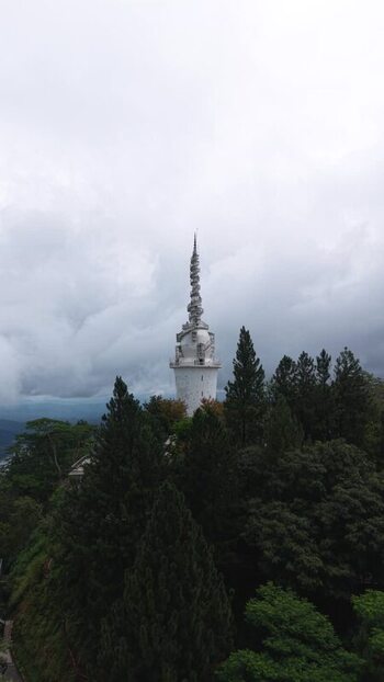 Aerial view of Ambuluwawa Tower and lush forest Sri Lanka. Aerial view of Ambuluwawa Tower and lush forest Sri Lanka.