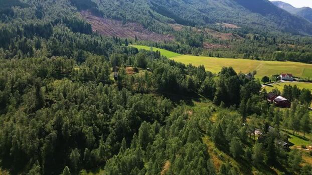 Aerial view of the rural landscape in Klakegg Norway.