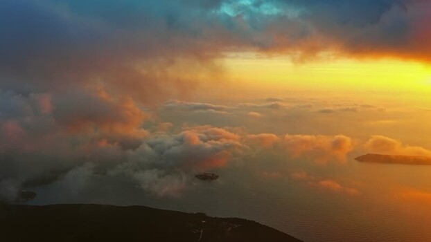 Aerial view of sunset clouds over the coast Montenegro. Aerial view of sunset clouds over the coast Montenegro.