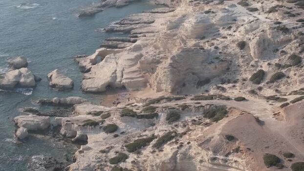Aerial view of Sea Caves coastline in Peyia Cyprus.