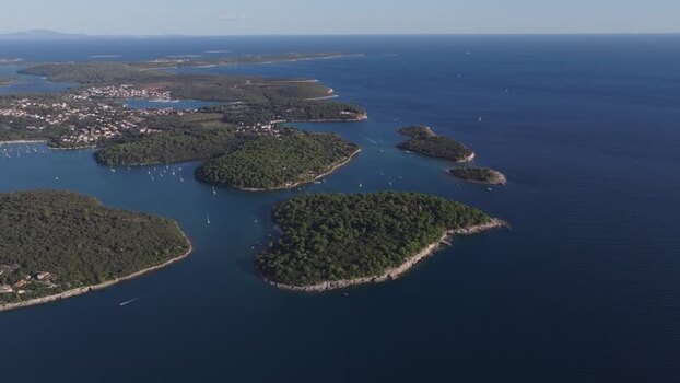Aerial view of Brijuni Islands near the coast of Croatia.
