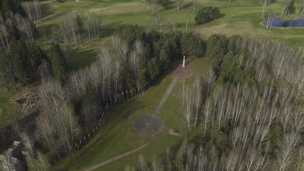 Aerial view of The Geographical Centre Of Europe Lithuania.