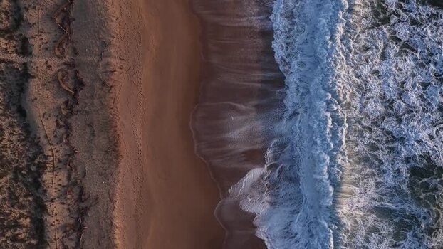 Aerial view of coastline with waves Portugal.