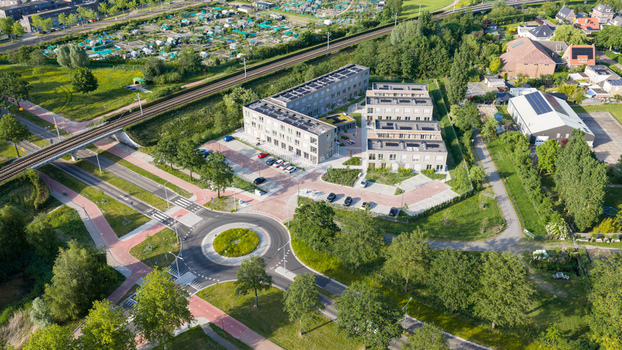 Aerial View of Flexwoningen Ruimtebaan in Zoetermeer Aerial View of Flexwoningen Ruimtebaan in Zoetermeer