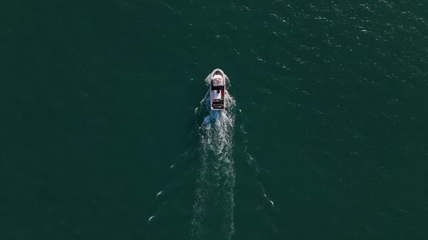 Aerial view of boat sailing Portugal.
