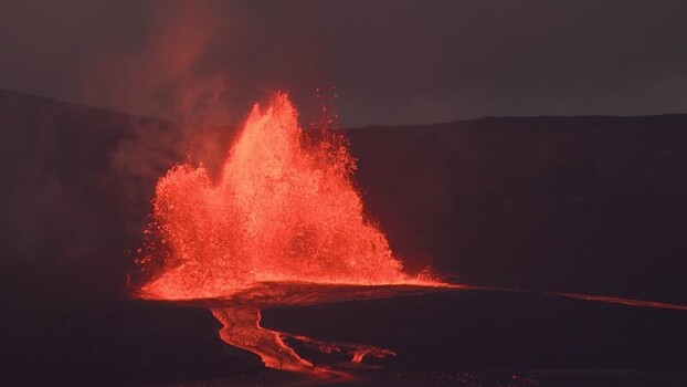 View of a volcanic eruption in Pahoa United States.