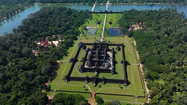 Aerial view of Angkor Wat temple complex in Cambodia. Aerial view of Angkor Wat temple complex in Cambodia.