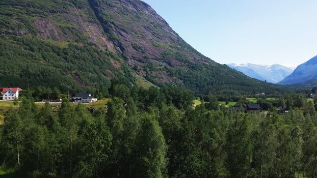 Aerial view of the rural landscape in Klakegg Norway.