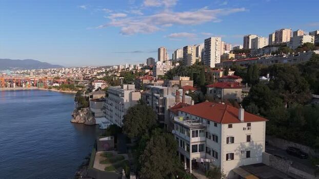 Aerial view of the coastal city of Rijeka Croatia.