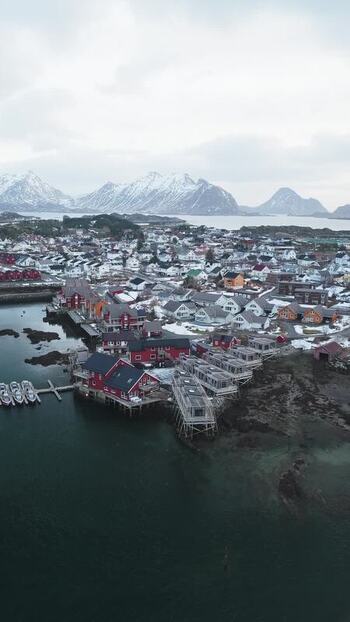 Aerial view of Ballstad Norway.